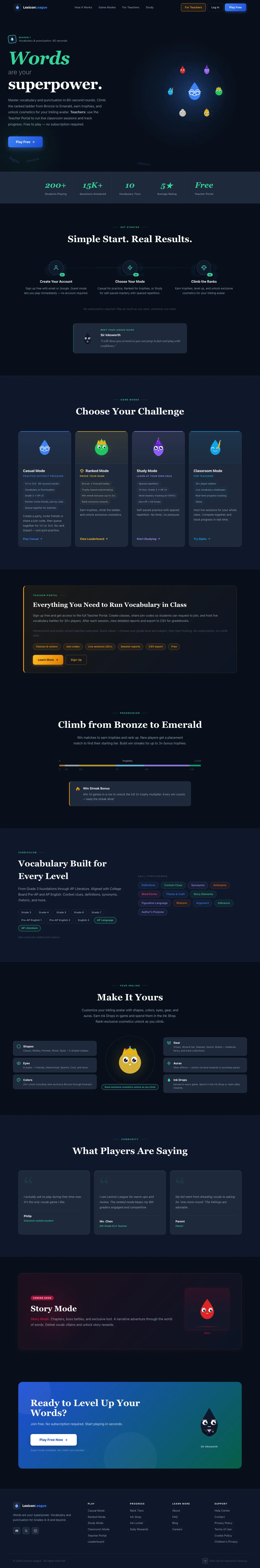 Full page screenshot of Lexicon League